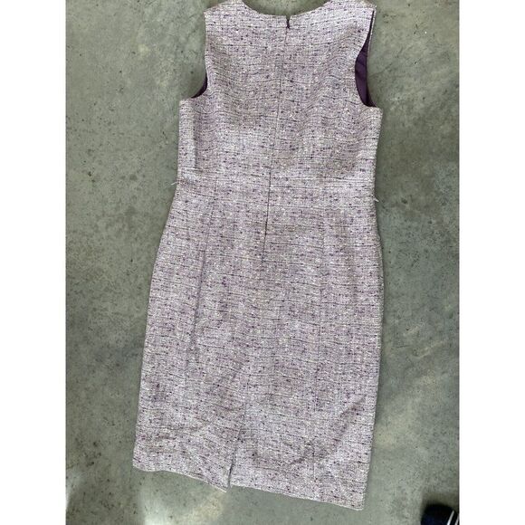 Classiques Entier Dress Tweed Purple White Ruffle Sheath Sleeveless Size 10 - Picture 2 of 11